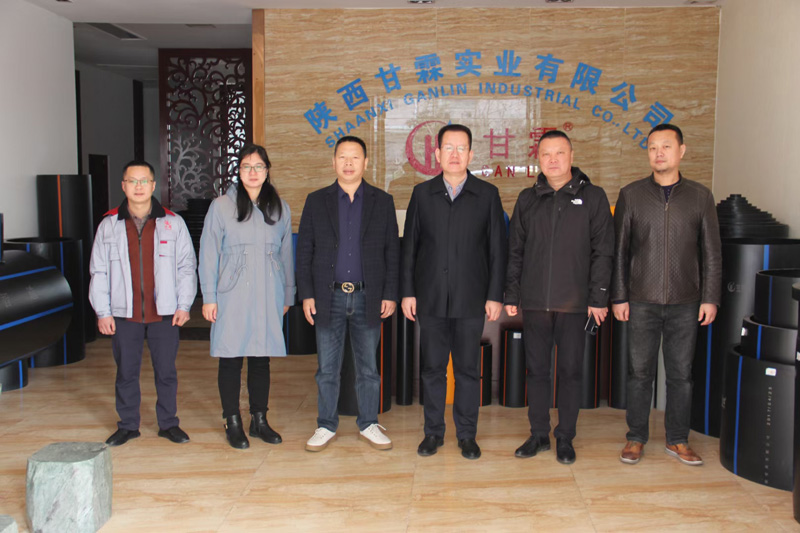 新疆天業(yè)集團公司董事長李河、譚新民等人蒞臨陜西甘霖實業(yè)公司考察指導工作